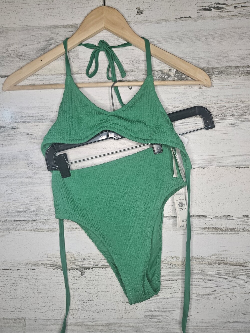 Aerie XS Kelly Green Bakini Bathing Suit 2 Peice String Top High Rise Bottoms